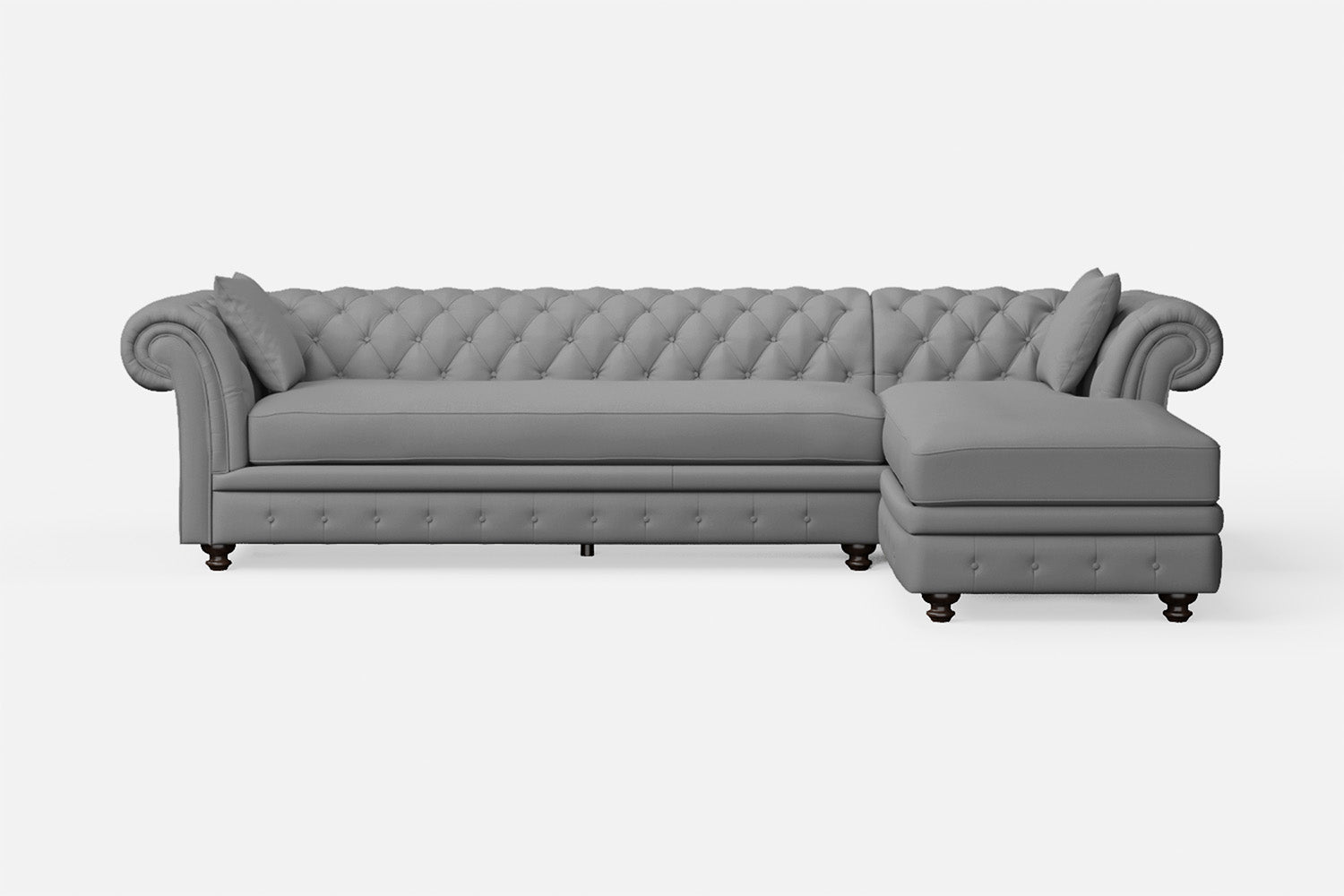 Pesaro 4 Seater Right Hand Facing Chaise Lounge Corner Sofa Grey Leather