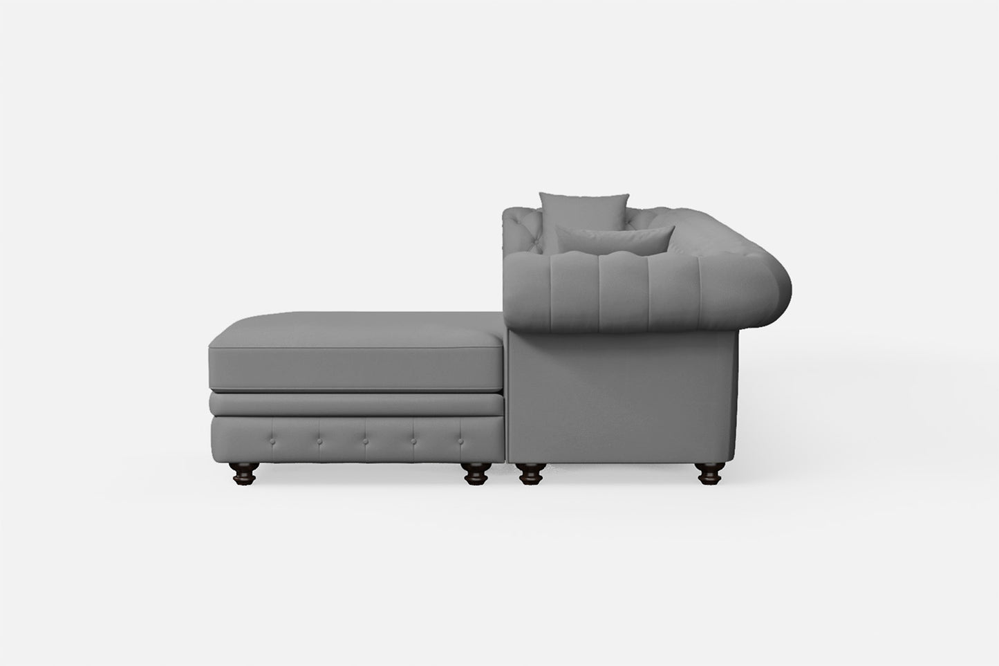 Pesaro 4 Seater Right Hand Facing Chaise Lounge Corner Sofa Grey Leather