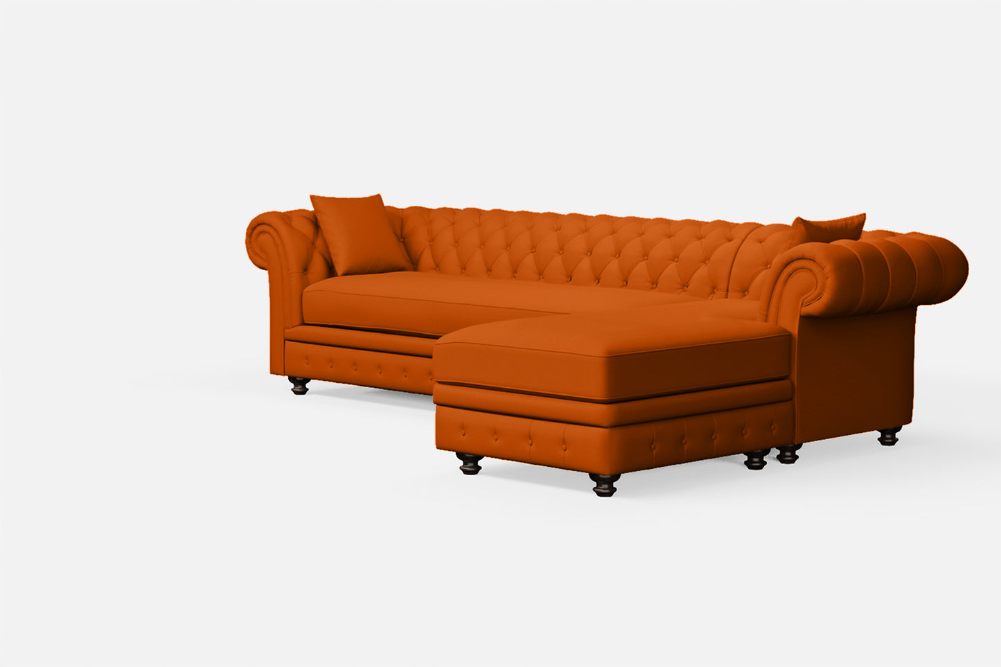 Pesaro 4 Seater Right Hand Facing Chaise Lounge Corner Sofa Orange Leather