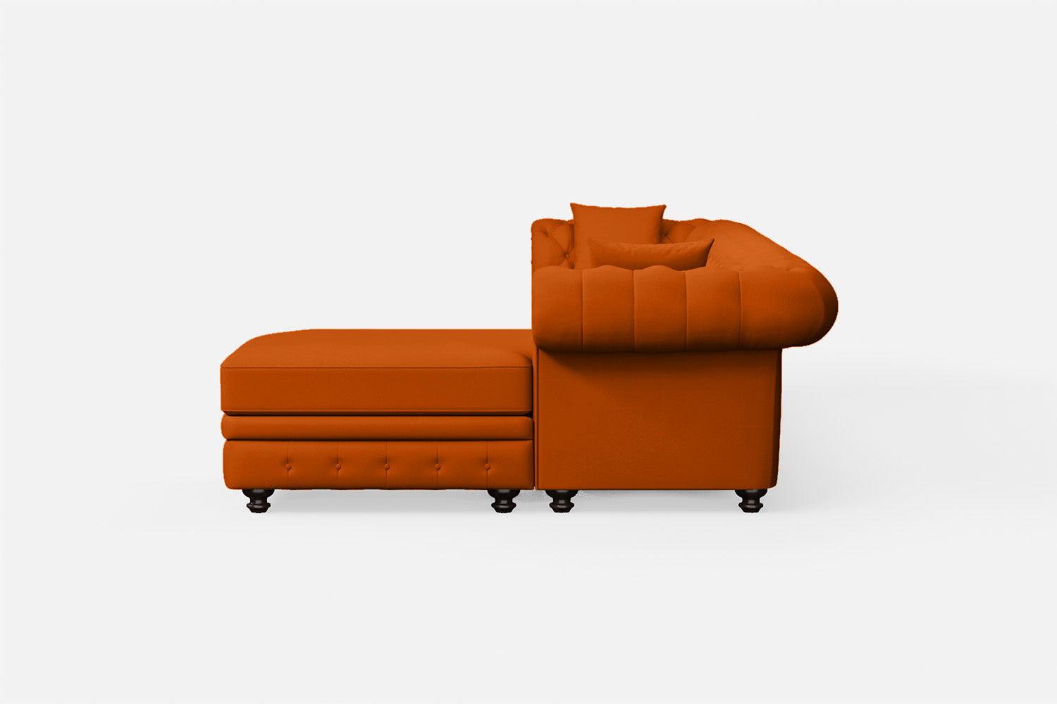 Pesaro 4 Seater Right Hand Facing Chaise Lounge Corner Sofa Orange Leather