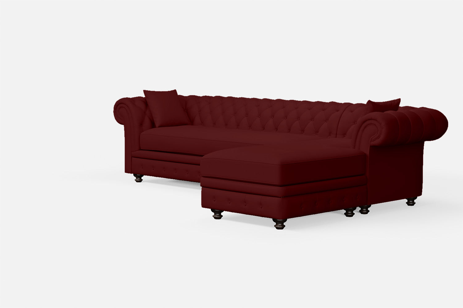 Pesaro 4 Seater Right Hand Facing Chaise Lounge Corner Sofa Red Leather