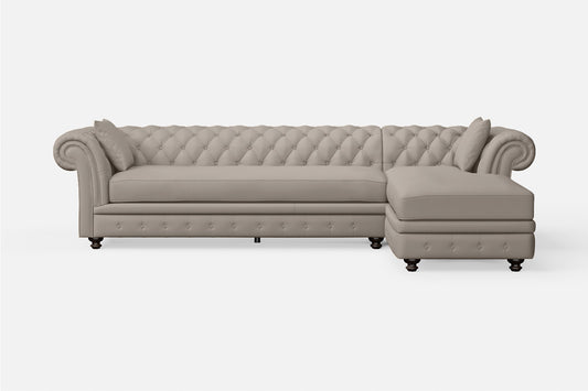 Pesaro 4 Seater Right Hand Facing Chaise Lounge Corner Sofa Sand Leather