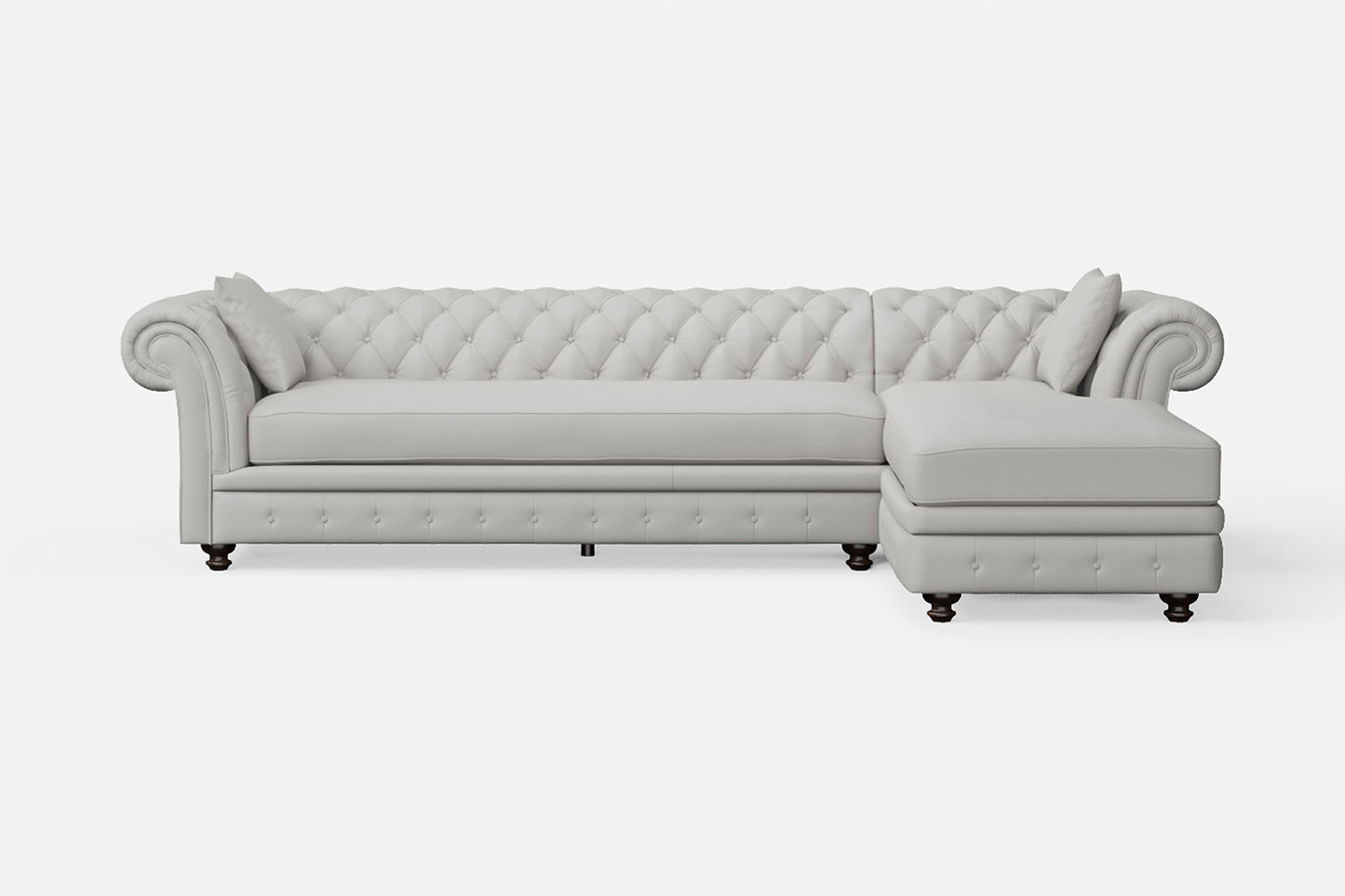 Pesaro 4 Seater Right Hand Facing Chaise Lounge Corner Sofa White Leather