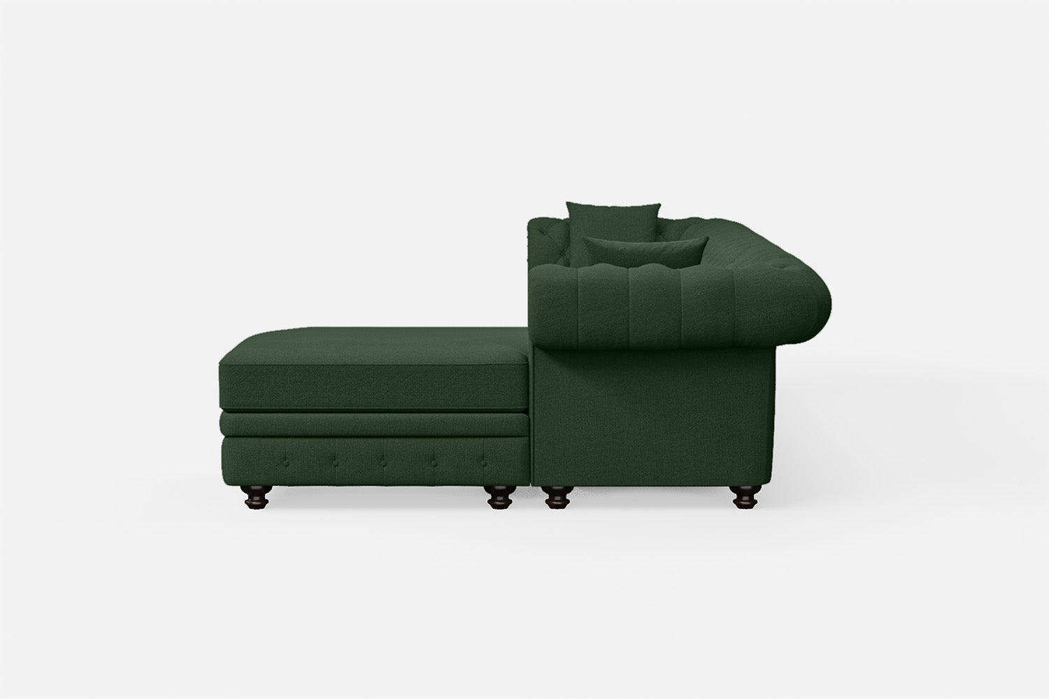 Pesaro 4 Seater Right Hand Facing Chaise Lounge Corner Sofa Forest Green Linen Fabric