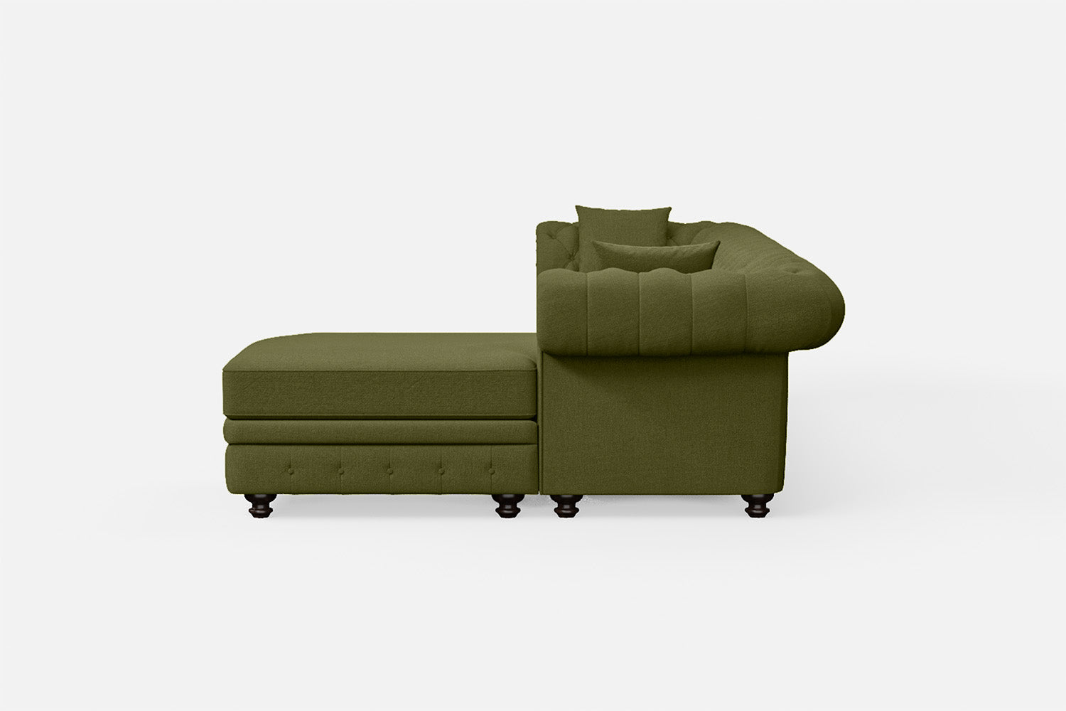 Pesaro 4 Seater Right Hand Facing Chaise Lounge Corner Sofa Olive Linen Fabric