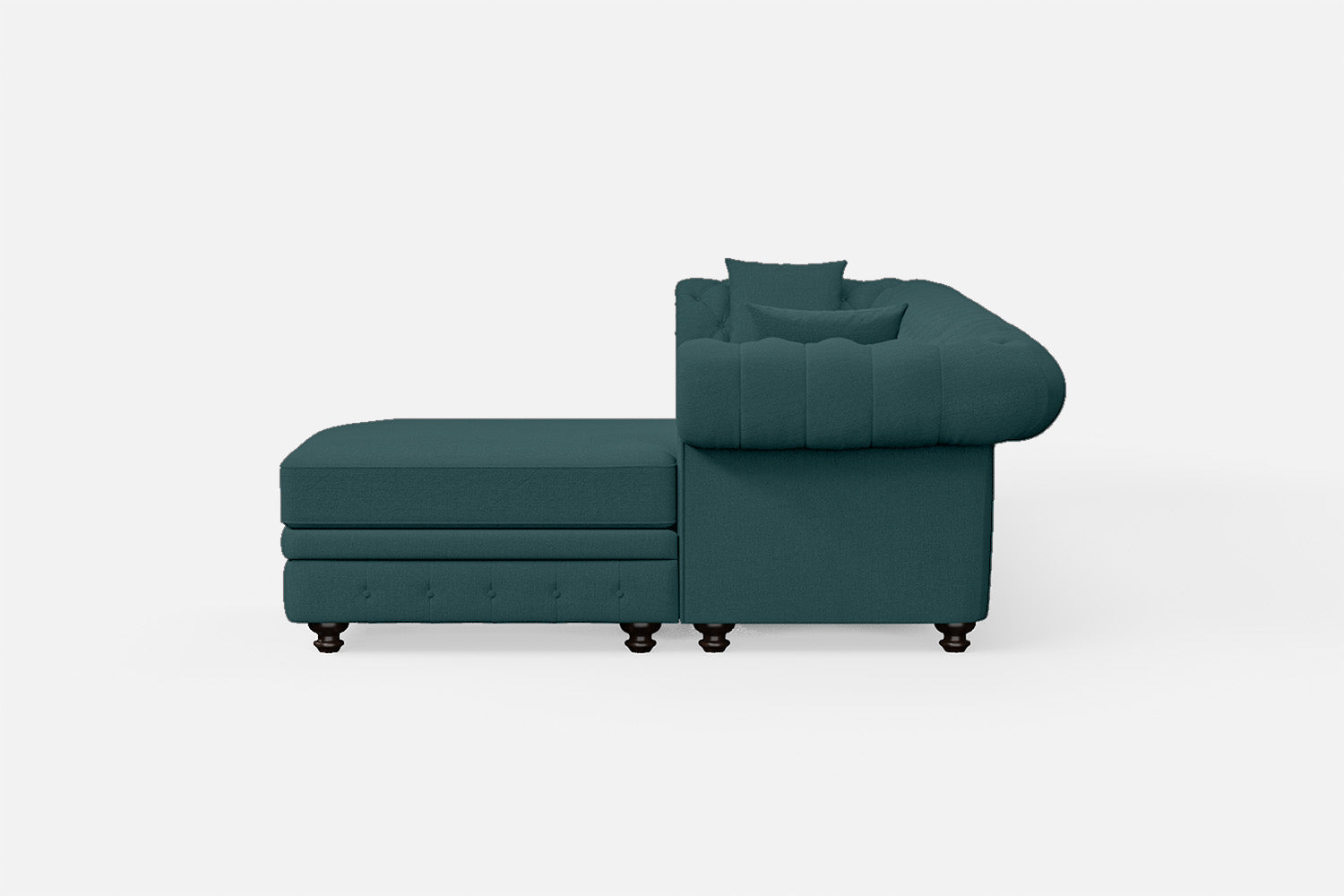 Pesaro 4 Seater Right Hand Facing Chaise Lounge Corner Sofa Teal Linen Fabric