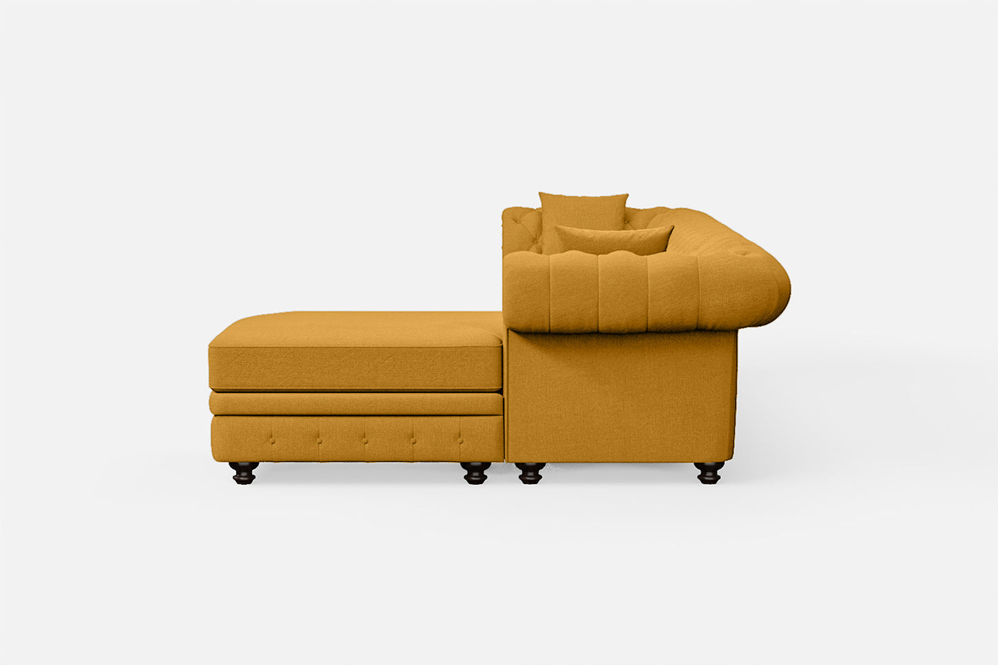 Pesaro 4 Seater Right Hand Facing Chaise Lounge Corner Sofa Yellow Linen Fabric