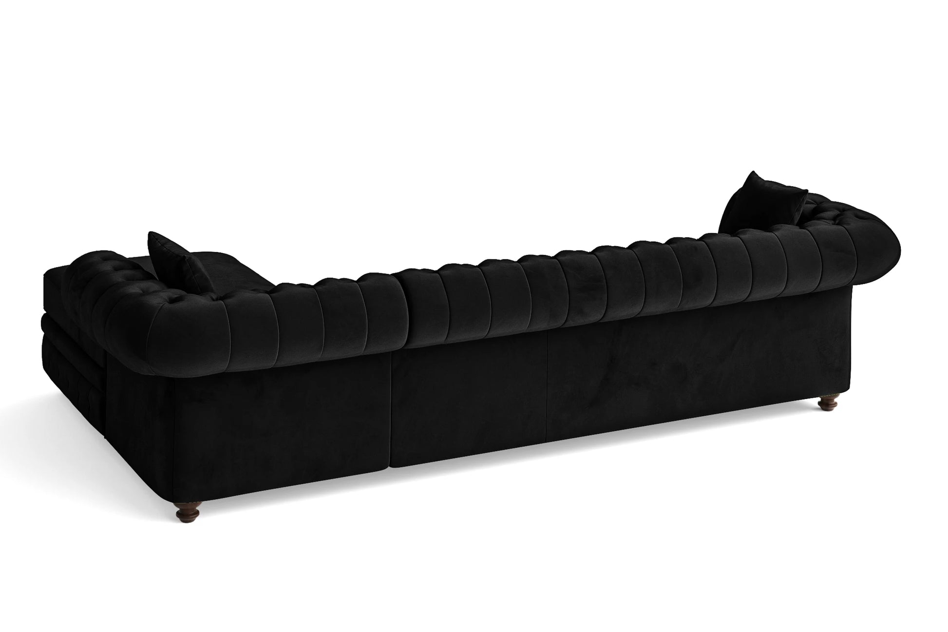 Pesaro 4 Seater Right Hand Facing Chaise Lounge Corner Sofa Black Velvet