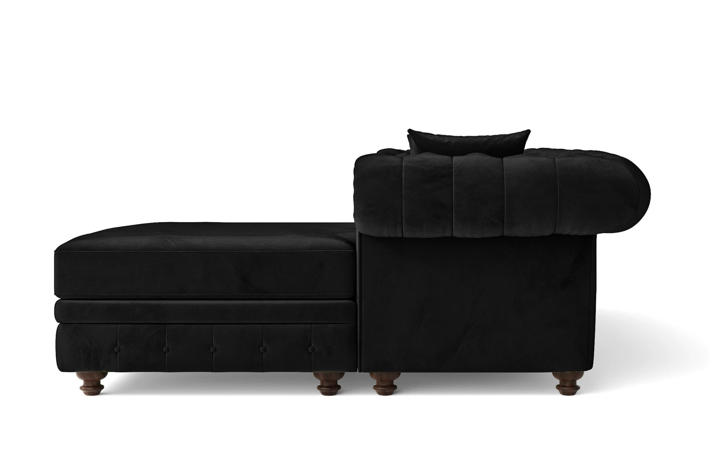 Pesaro 4 Seater Right Hand Facing Chaise Lounge Corner Sofa Black Velvet