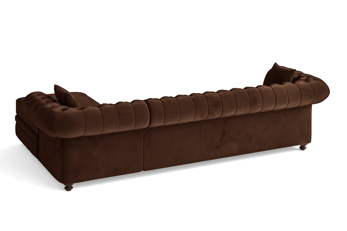 Pesaro 4 Seater Right Hand Facing Chaise Lounge Corner Sofa Coffee Brown Velvet