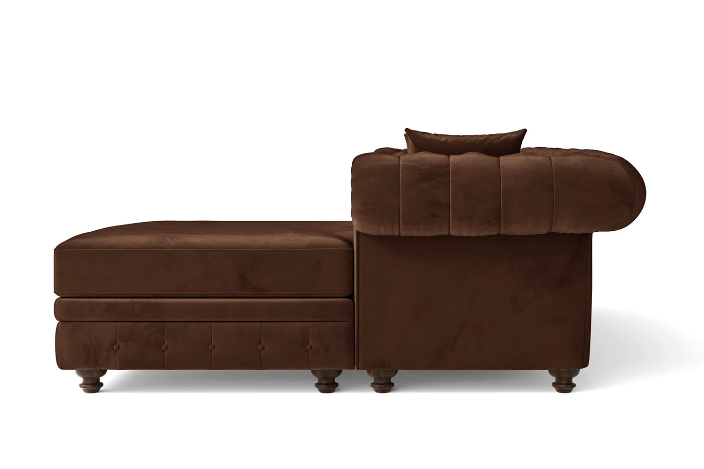 Pesaro 4 Seater Right Hand Facing Chaise Lounge Corner Sofa Coffee Brown Velvet