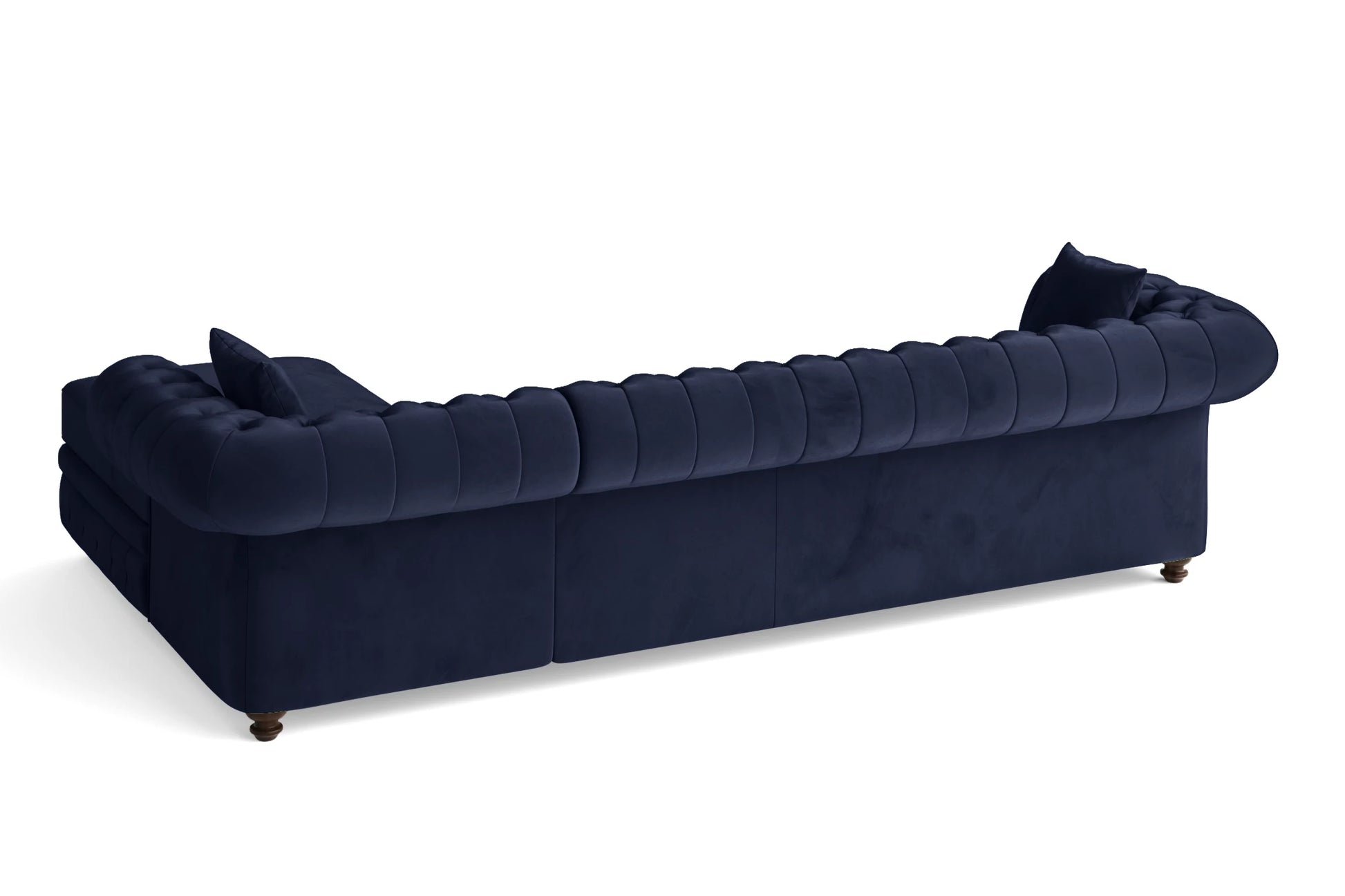 Pesaro 4 Seater Right Hand Facing Chaise Lounge Corner Sofa Dark Blue Velvet