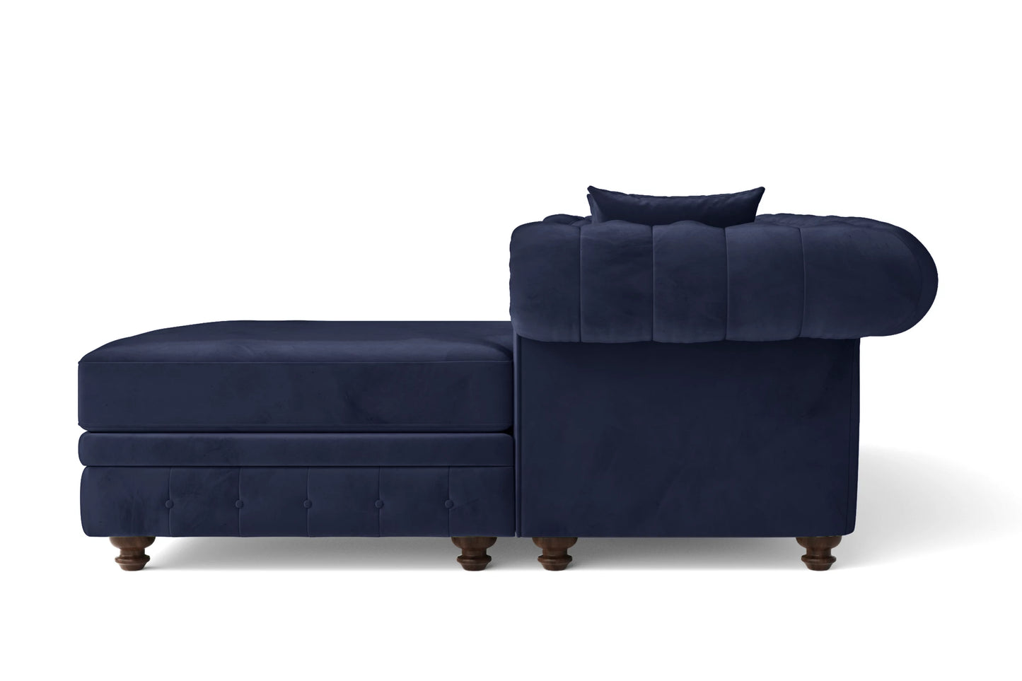 Pesaro 4 Seater Right Hand Facing Chaise Lounge Corner Sofa Dark Blue Velvet