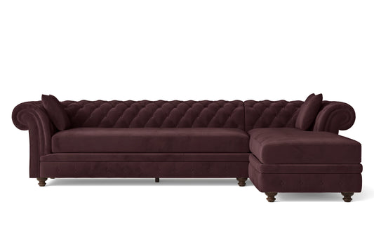 Pesaro 4 Seater Right Hand Facing Chaise Lounge Corner Sofa Grape Velvet