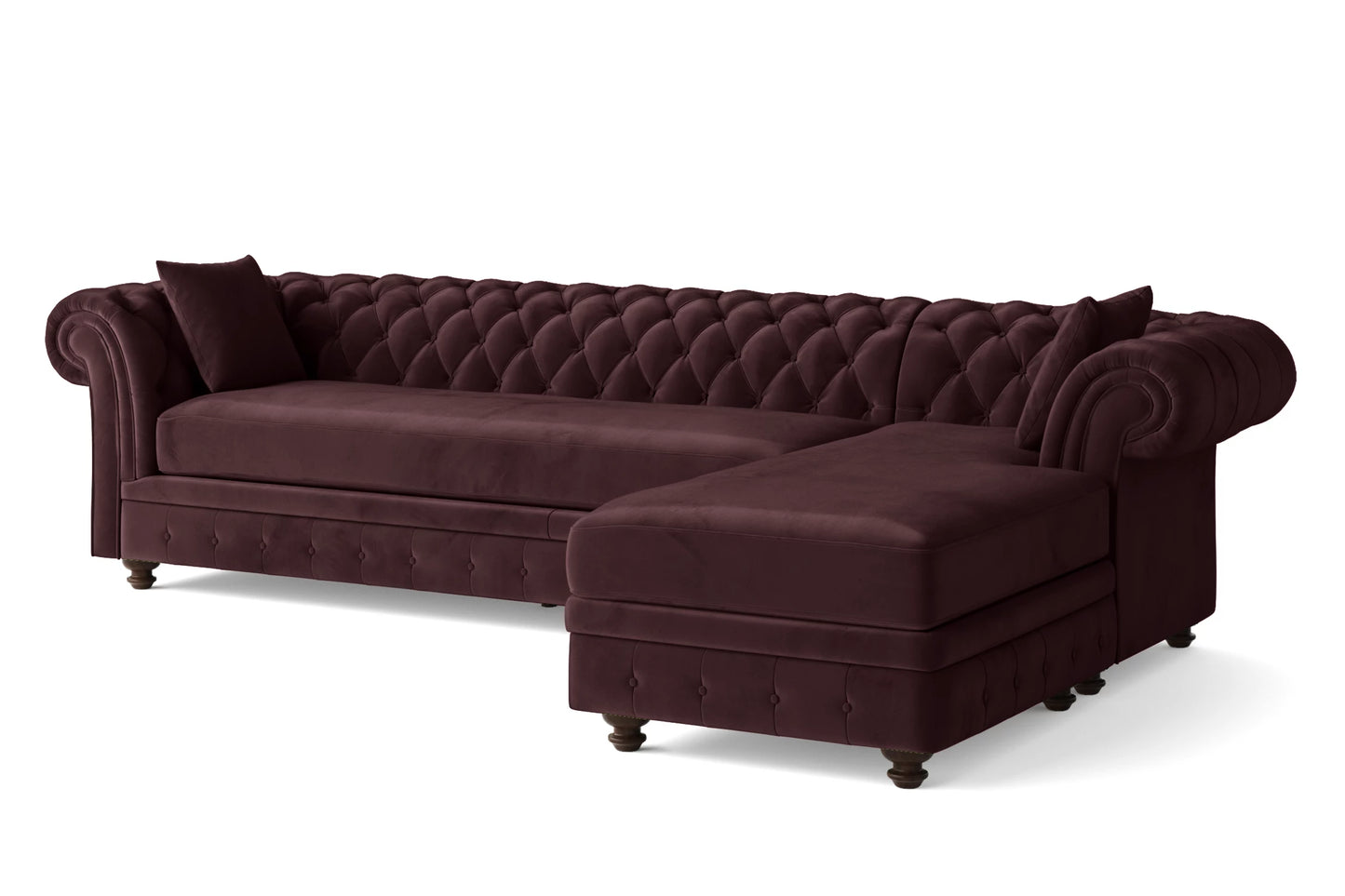 Pesaro 4 Seater Right Hand Facing Chaise Lounge Corner Sofa Grape Velvet