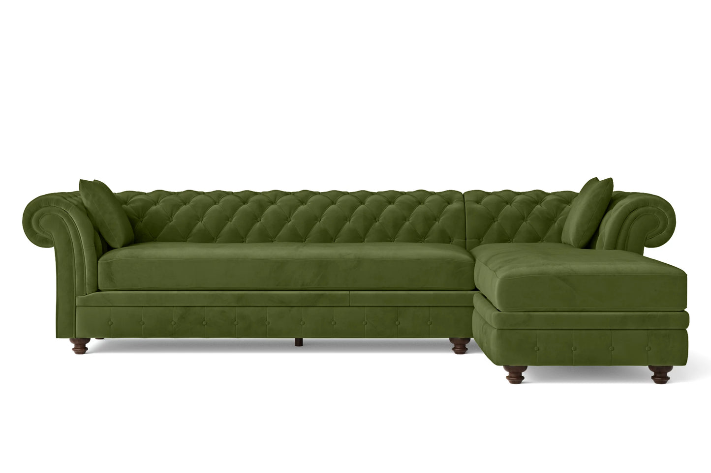 Pesaro 4 Seater Right Hand Facing Chaise Lounge Corner Sofa Lime Velvet