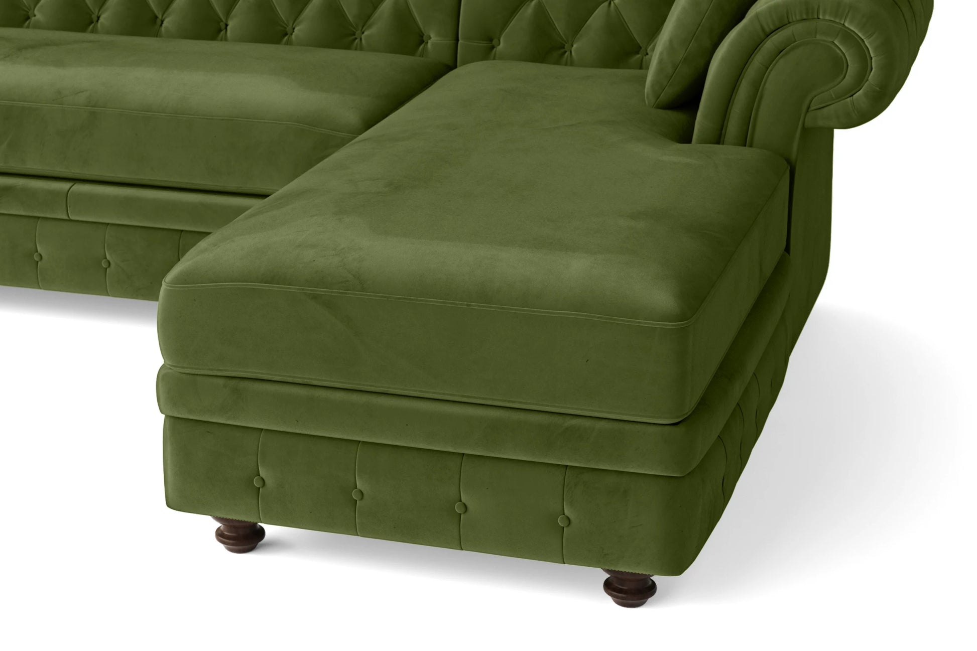 Pesaro 4 Seater Right Hand Facing Chaise Lounge Corner Sofa Lime Velvet