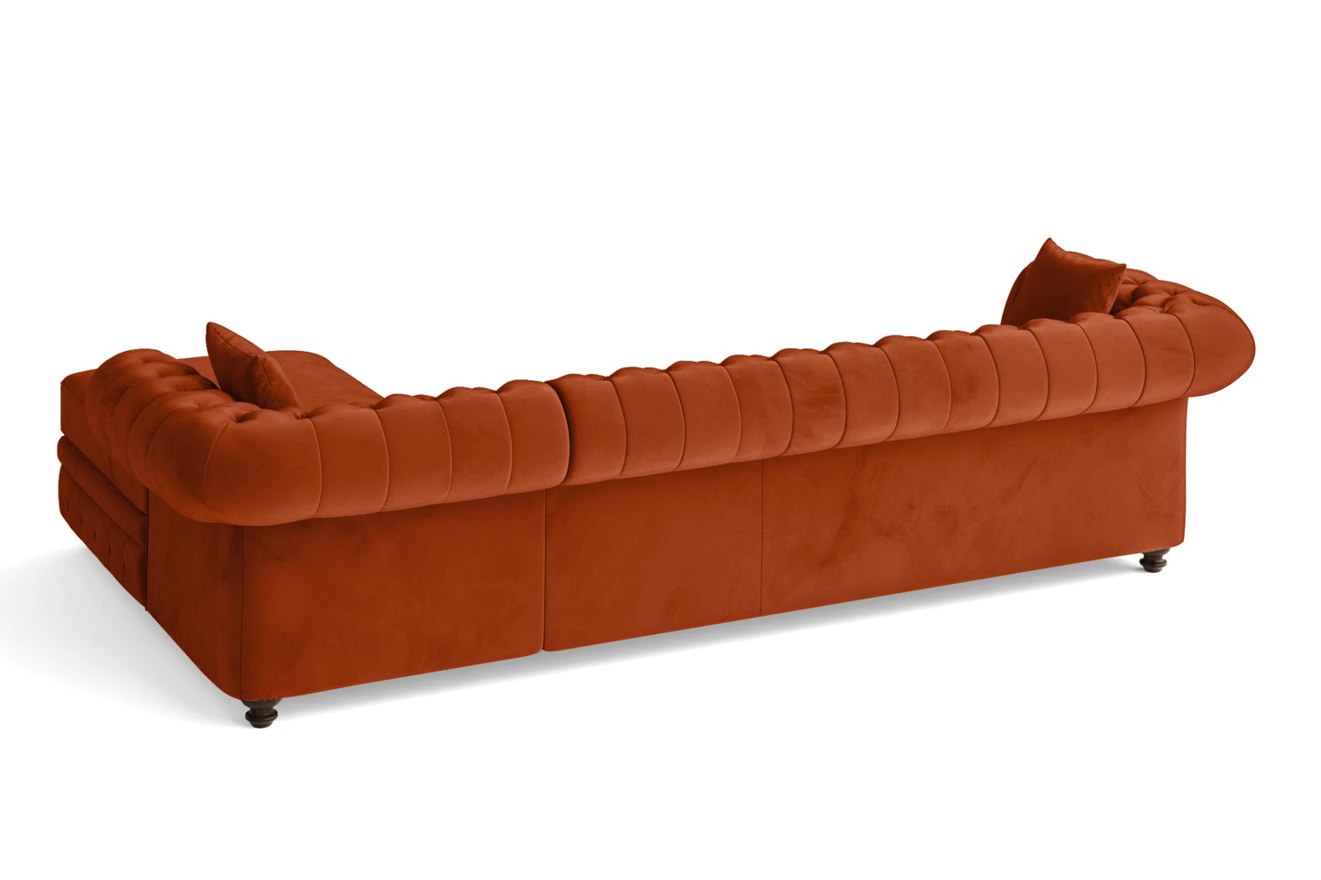 Pesaro 4 Seater Right Hand Facing Chaise Lounge Corner Sofa Orange Velvet