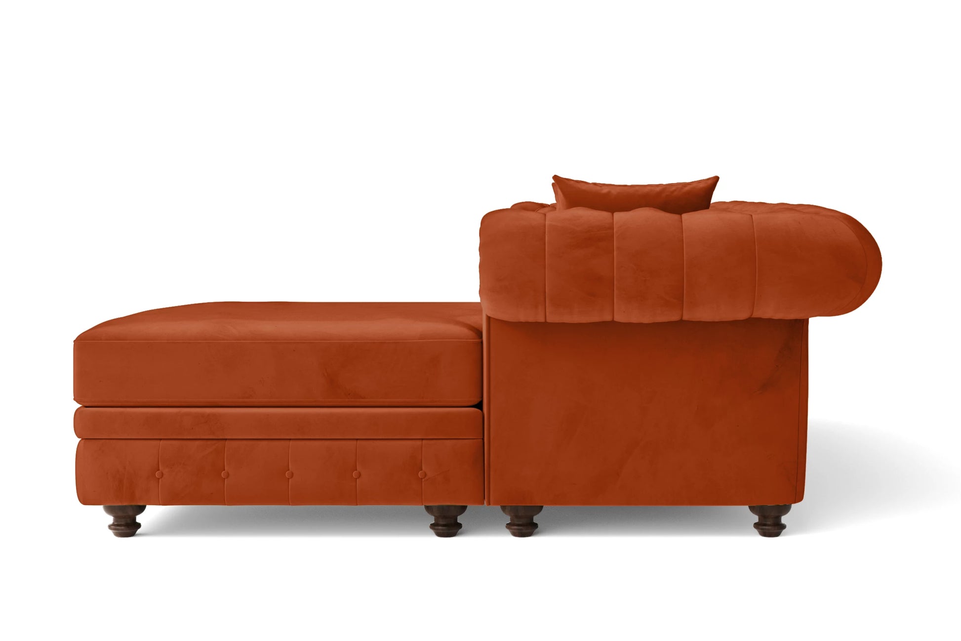 Pesaro 4 Seater Right Hand Facing Chaise Lounge Corner Sofa Orange Velvet