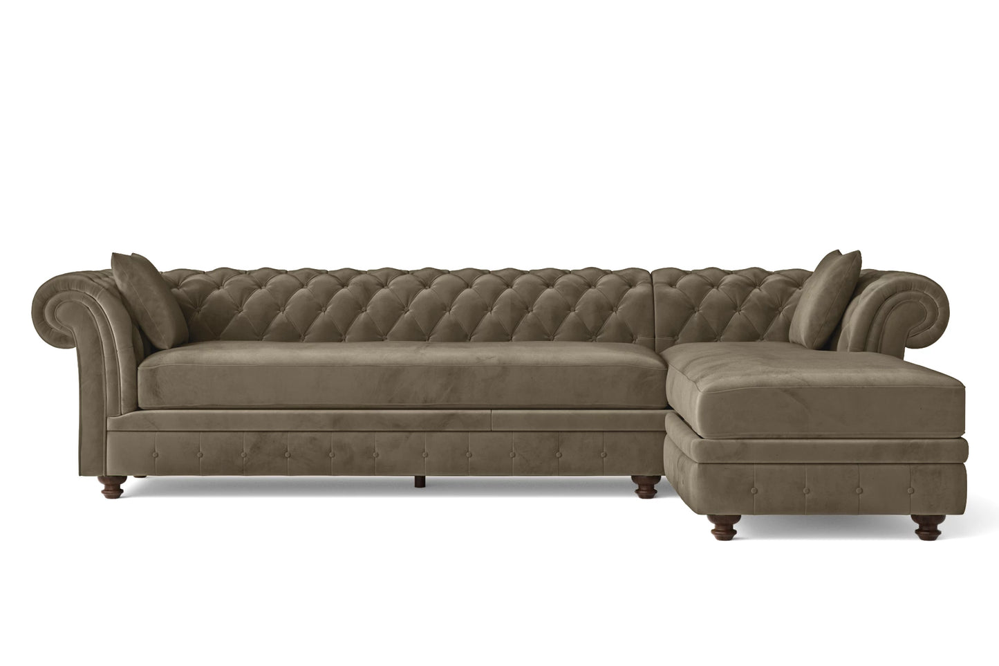 Pesaro 4 Seater Right Hand Facing Chaise Lounge Corner Sofa Sand Velvet