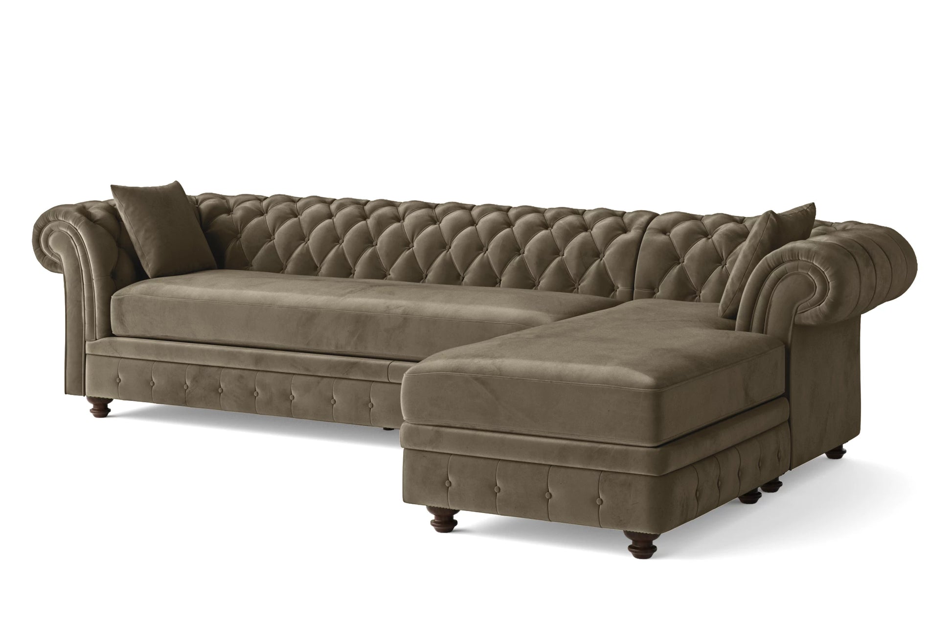 Pesaro 4 Seater Right Hand Facing Chaise Lounge Corner Sofa Sand Velvet