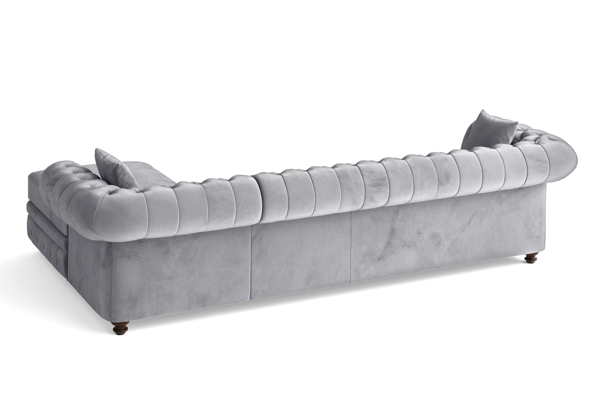 Pesaro 4 Seater Right Hand Facing Chaise Lounge Corner Sofa Silver Velvet