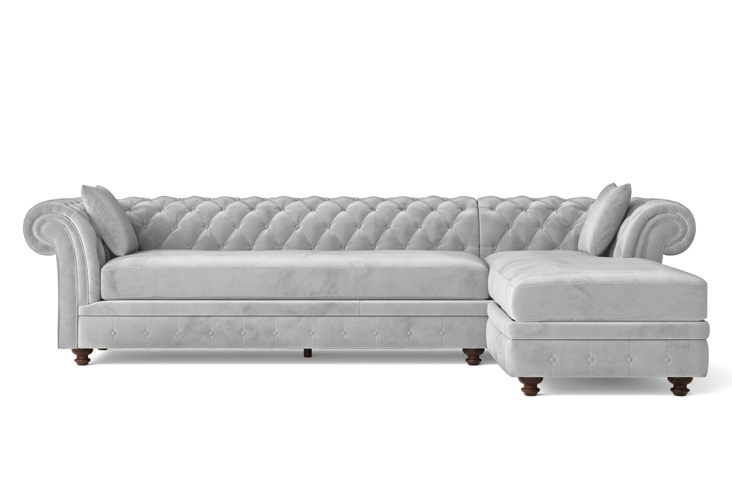 Pesaro 4 Seater Right Hand Facing Chaise Lounge Corner Sofa White Velvet