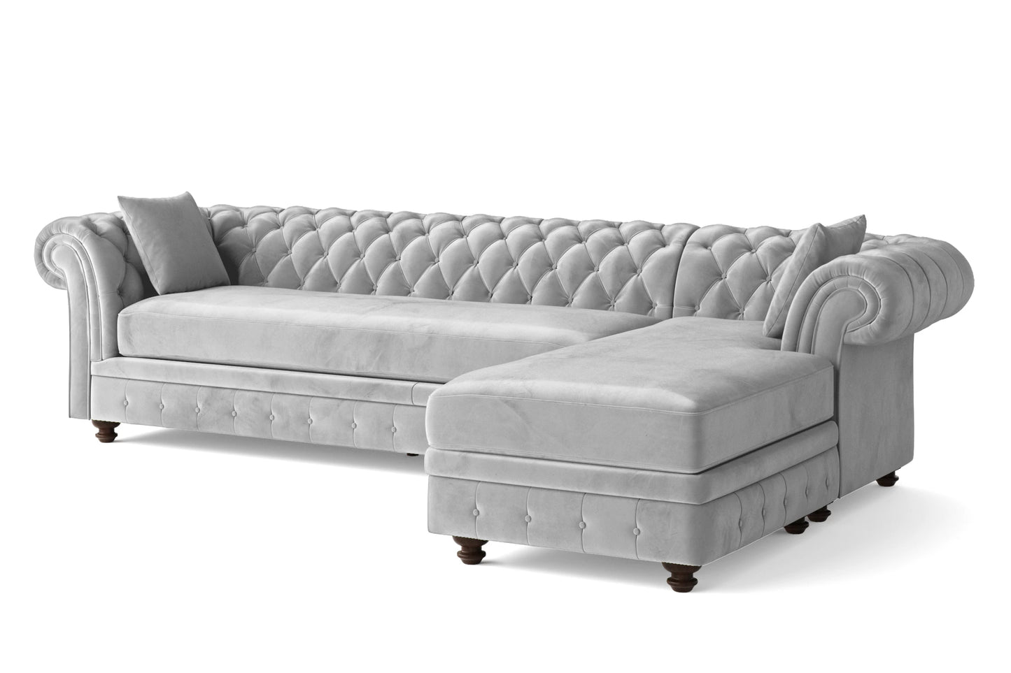 Pesaro 4 Seater Right Hand Facing Chaise Lounge Corner Sofa White Velvet