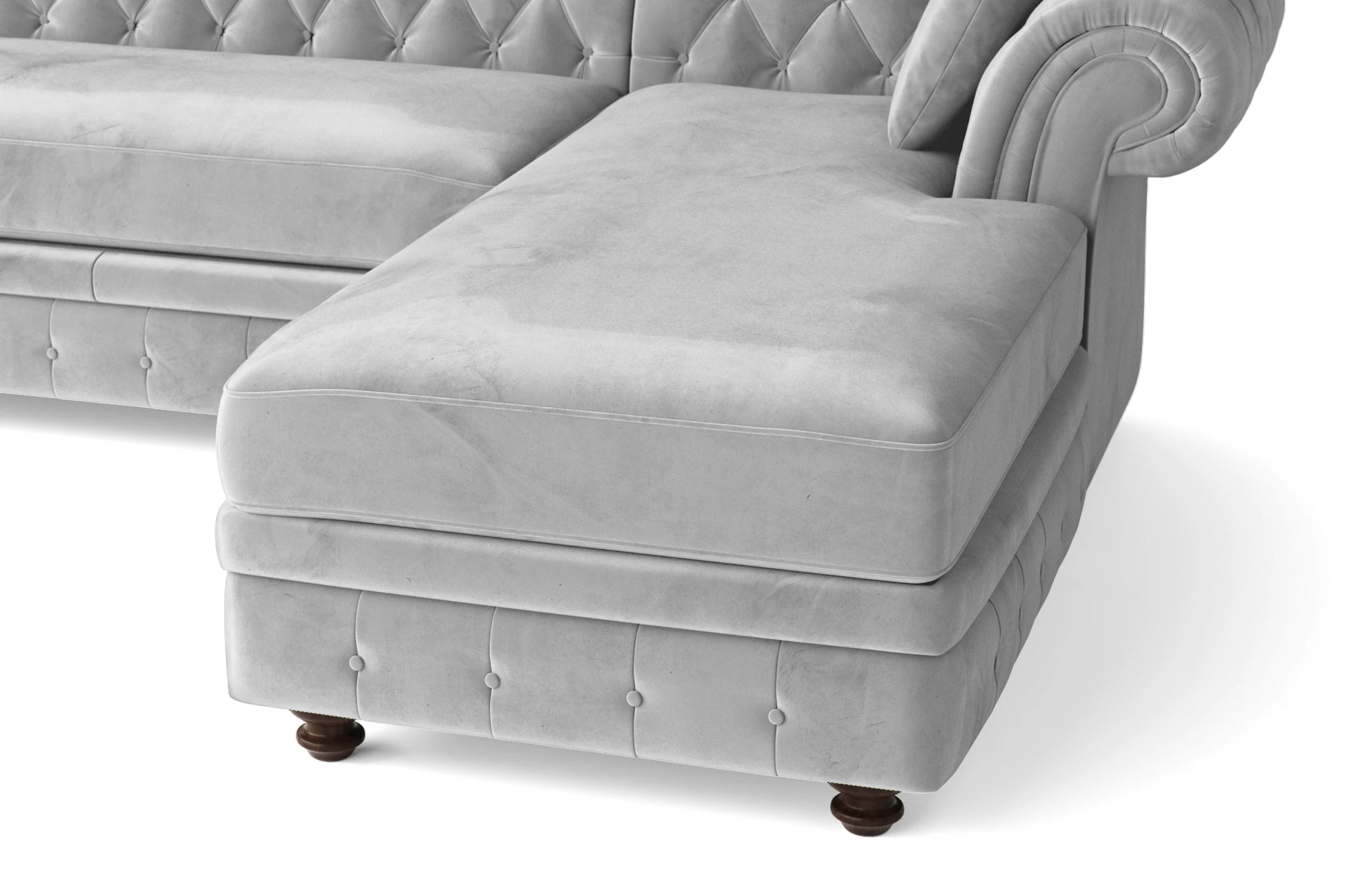 Pesaro 4 Seater Right Hand Facing Chaise Lounge Corner Sofa White Velvet