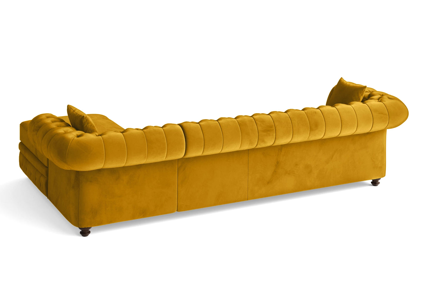 Pesaro 4 Seater Right Hand Facing Chaise Lounge Corner Sofa Yellow Velvet