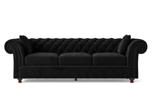 Pesaro 4 Seater Sofa Black Velvet