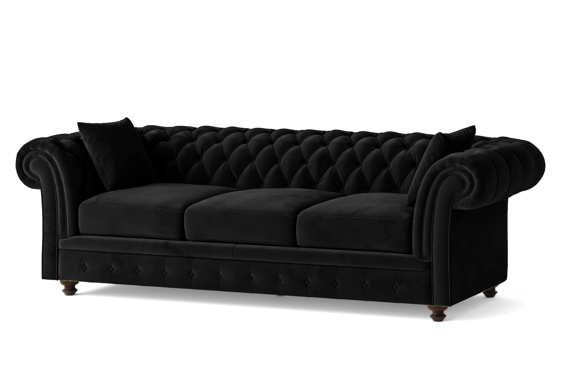 Pesaro 4 Seater Sofa Black Velvet