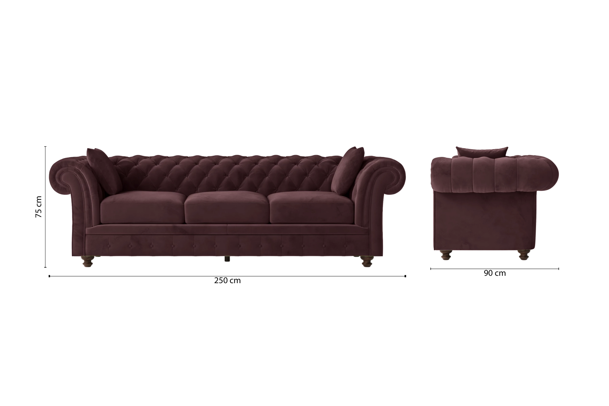 Pesaro 4 Seater Sofa Grape Velvet