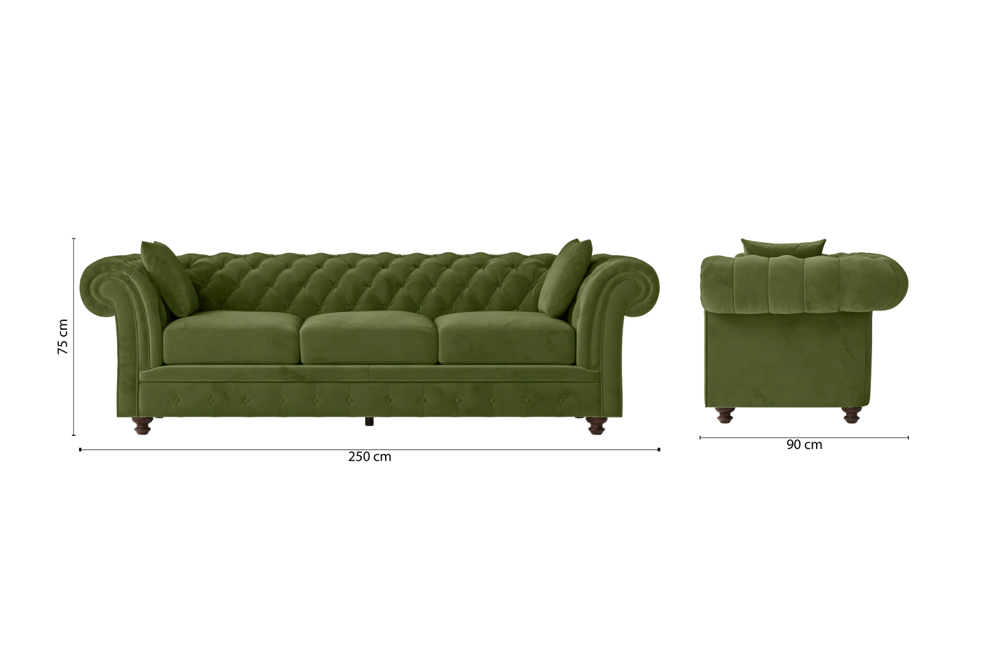 Pesaro 4 Seater Sofa Lime Velvet