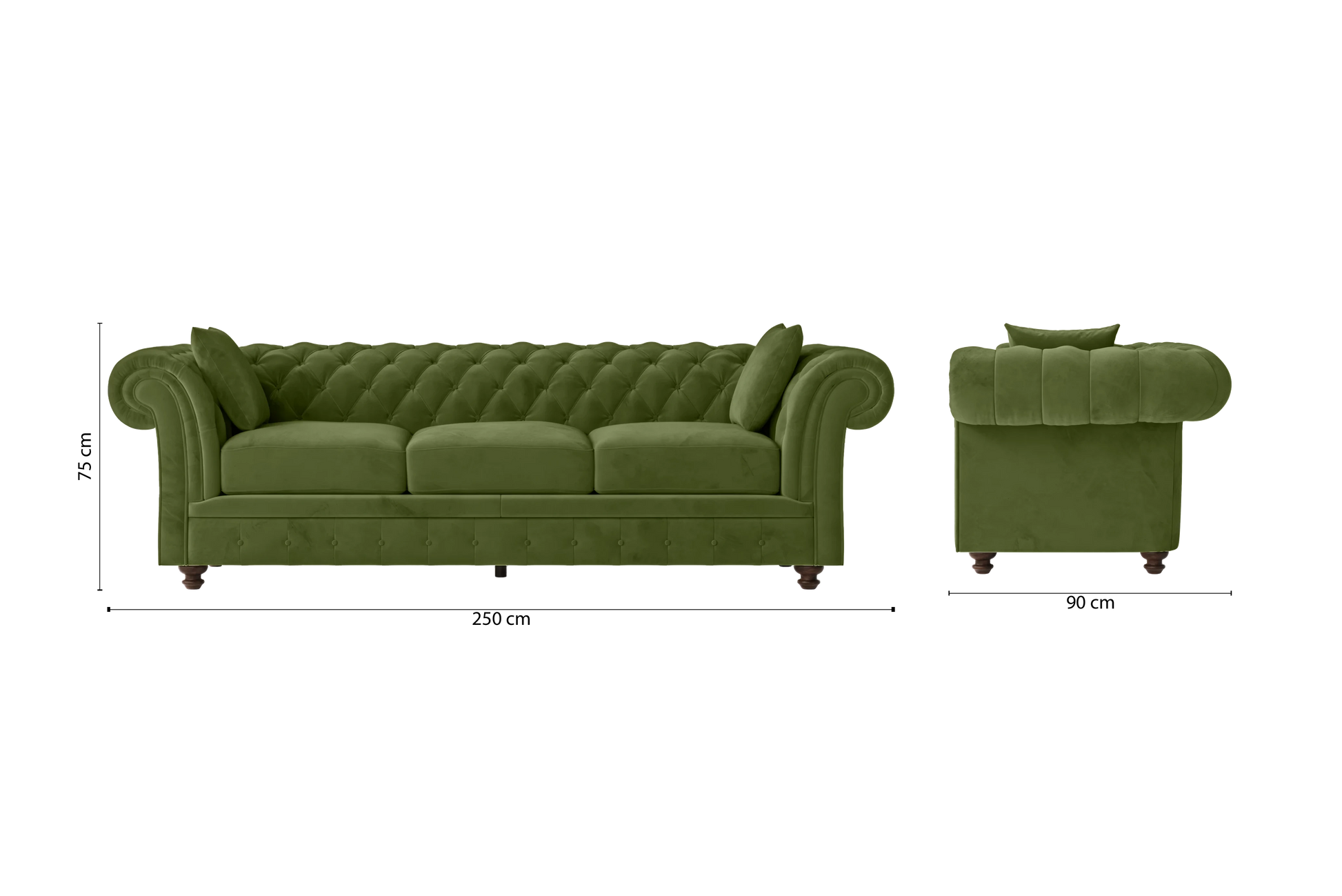 Pesaro 4 Seater Sofa Lime Velvet