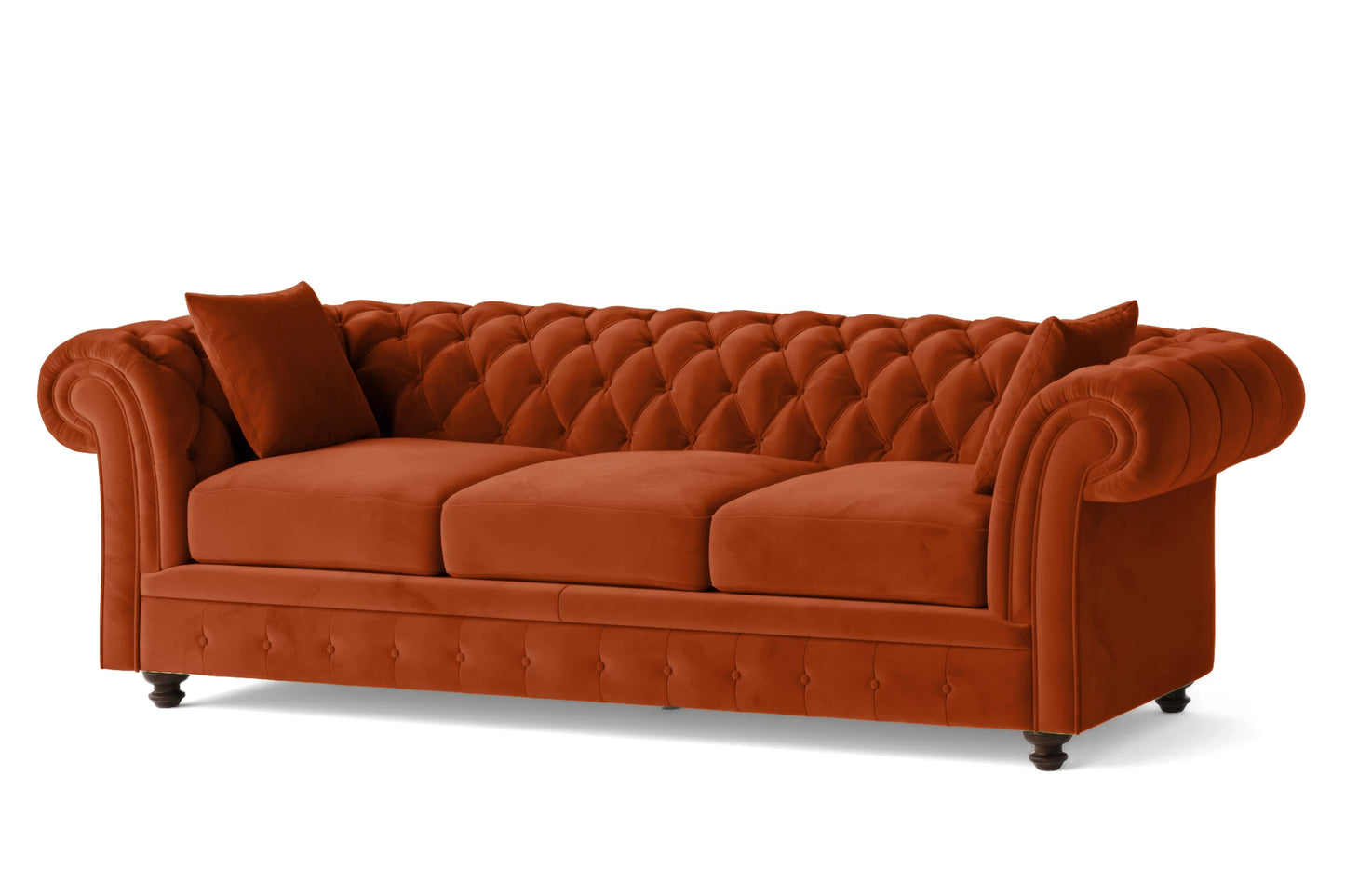 Pesaro 4 Seater Sofa Orange Velvet