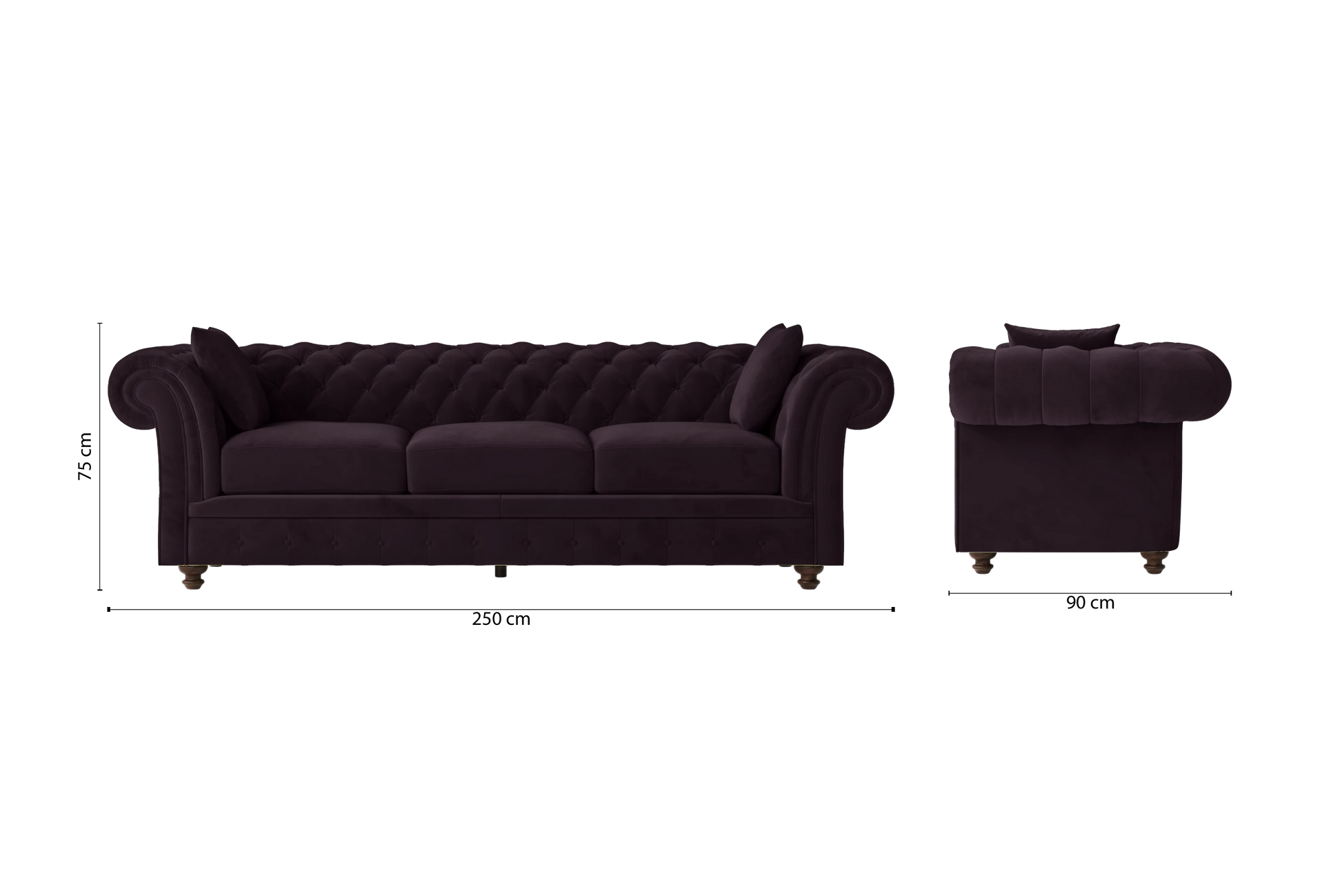 Pesaro 4 Seater Sofa Purple Velvet