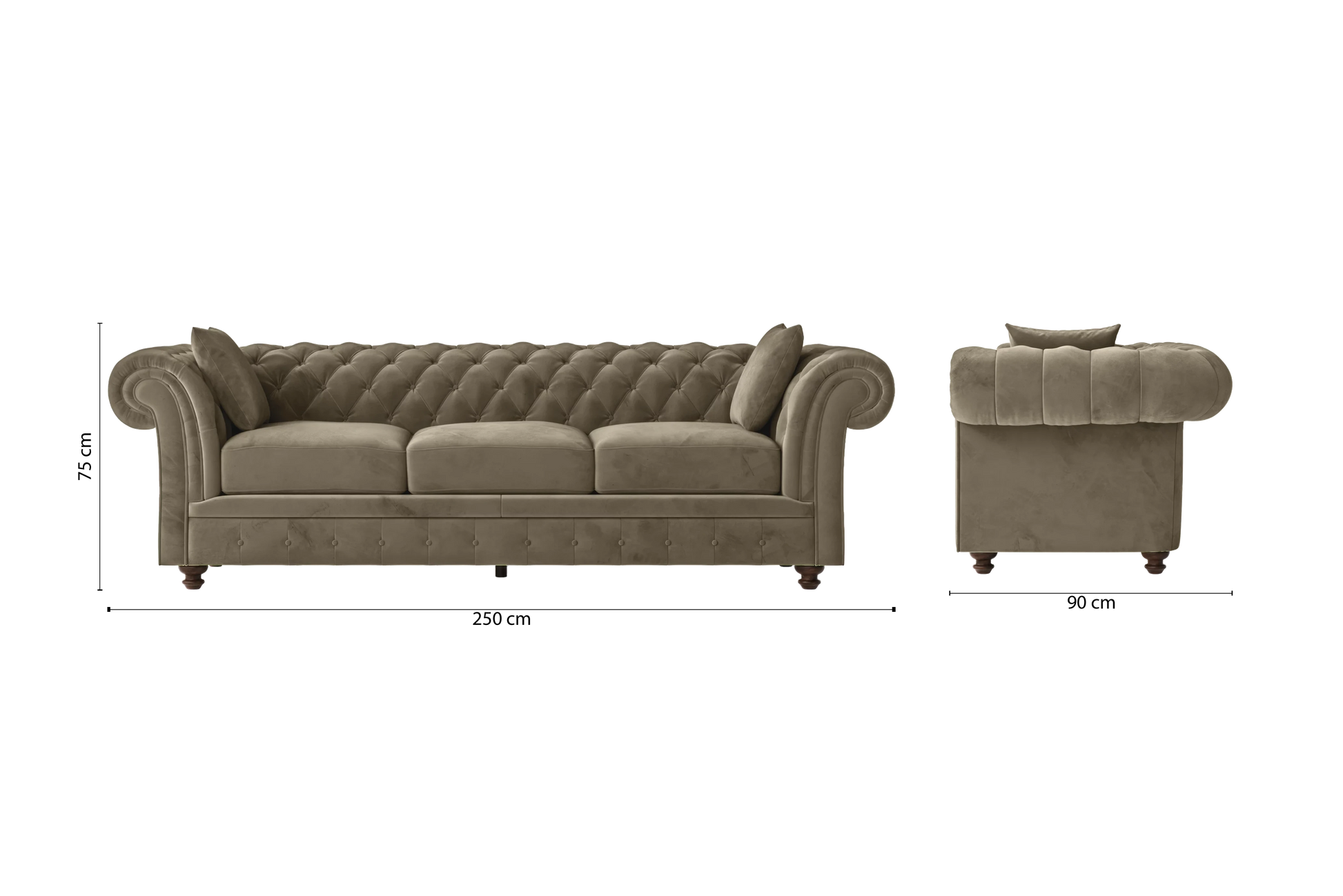 Pesaro 4 Seater Sofa Sand Velvet