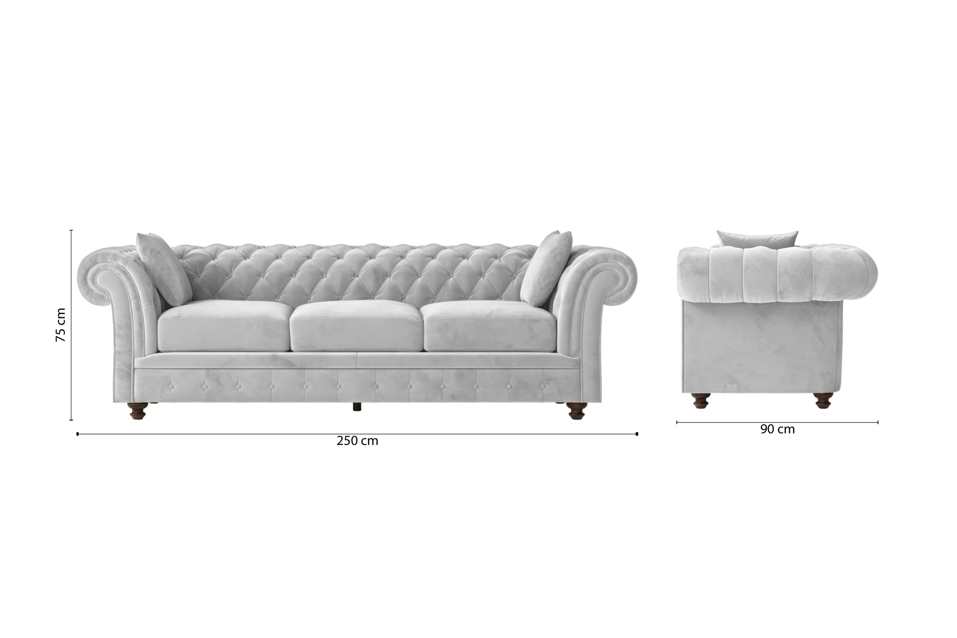 Pesaro 4 Seater Sofa White Velvet