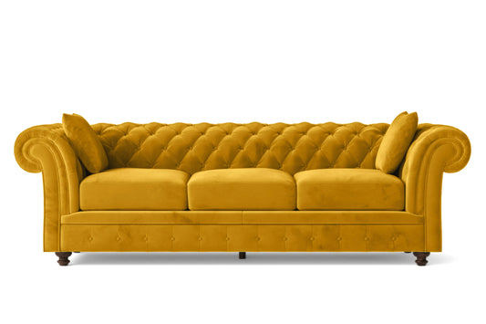 Pesaro 4 Seater Sofa Yellow Velvet