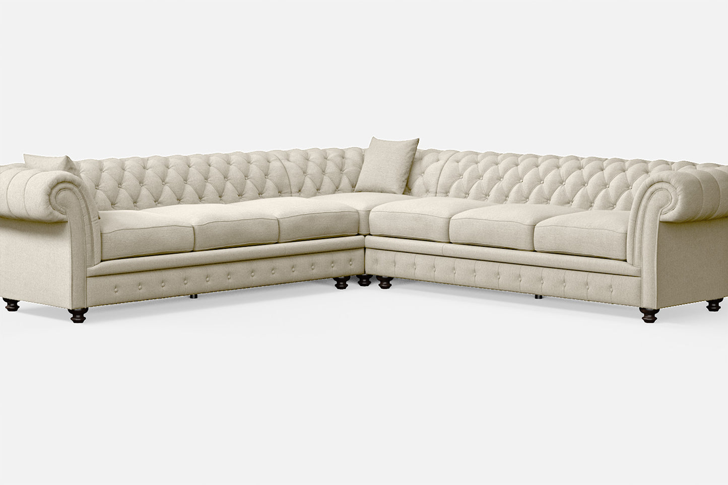 Pesaro 6 Seater Corner Sofa Cream Linen Fabric