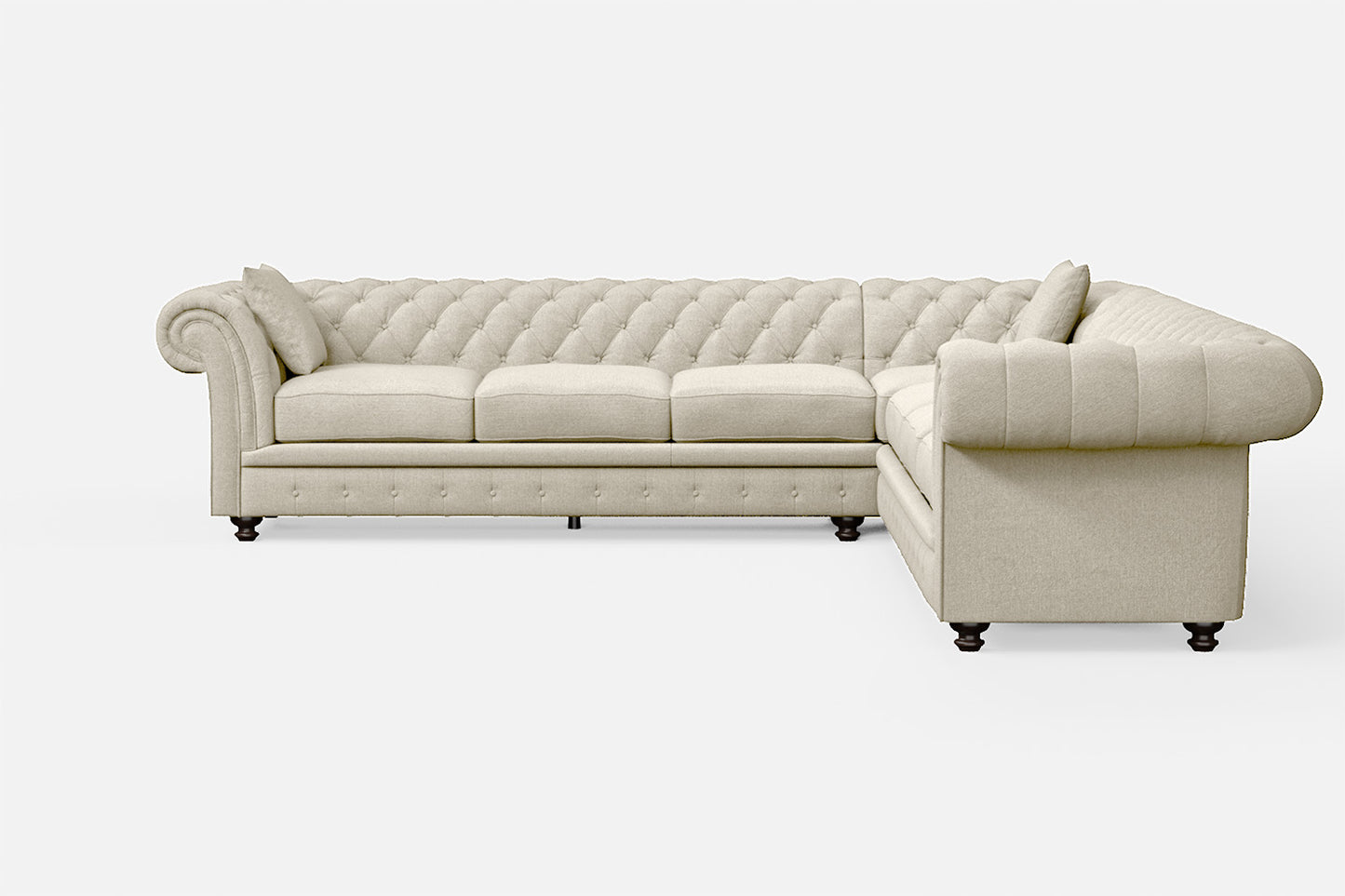 Pesaro 6 Seater Corner Sofa Cream Linen Fabric