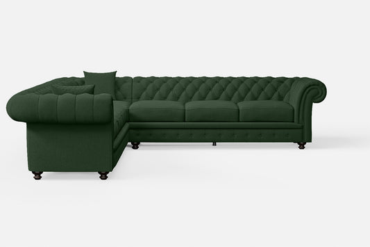 Pesaro 6 Seater Corner Sofa Forest Green Linen Fabric