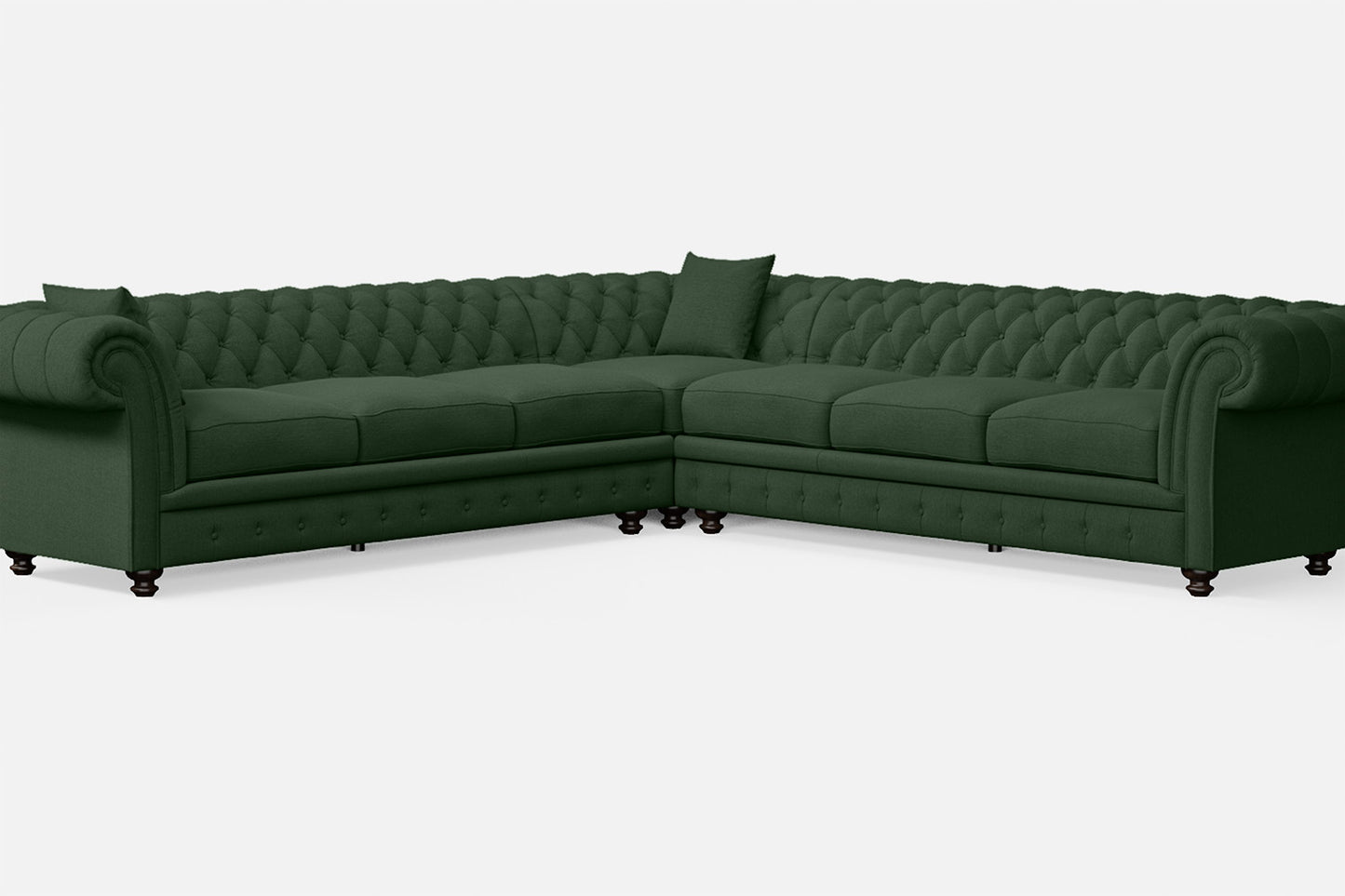 Pesaro 6 Seater Corner Sofa Forest Green Linen Fabric