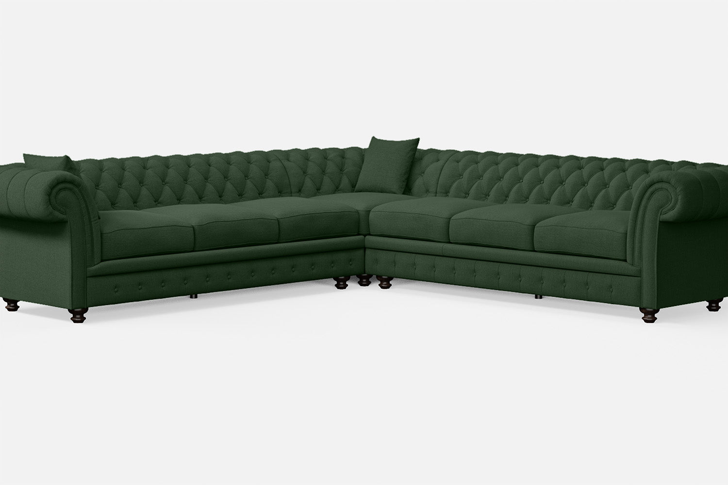 Pesaro 6 Seater Corner Sofa Forest Green Linen Fabric