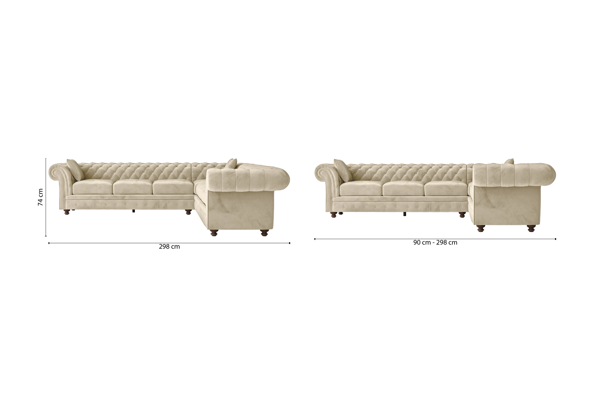 Pesaro 6 Seater Corner Sofa Cream Velvet