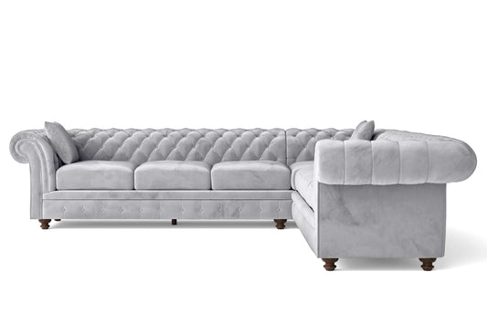 Pesaro 6 Seater Corner Sofa Silver Velvet