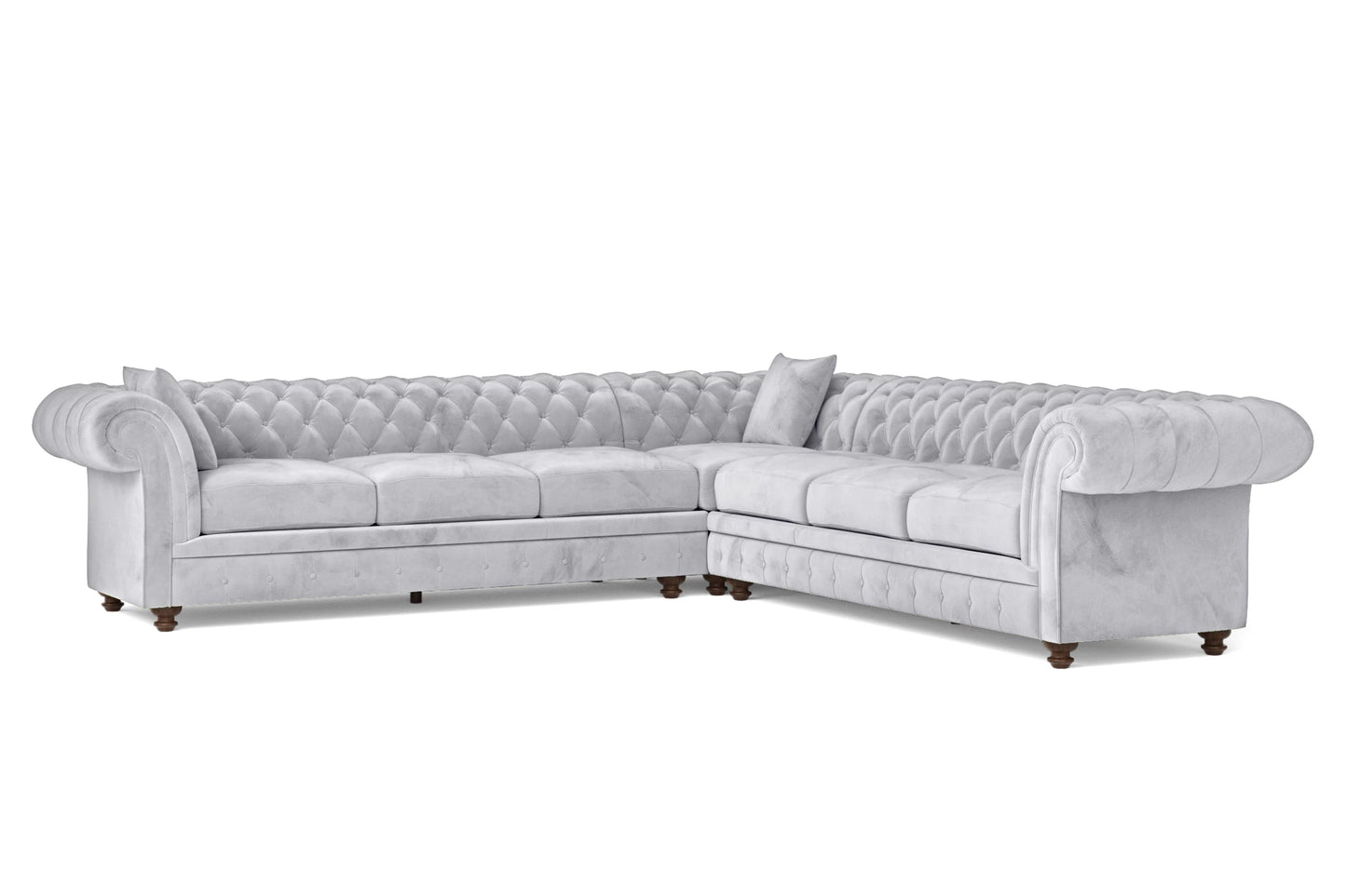 Pesaro 6 Seater Corner Sofa Silver Velvet