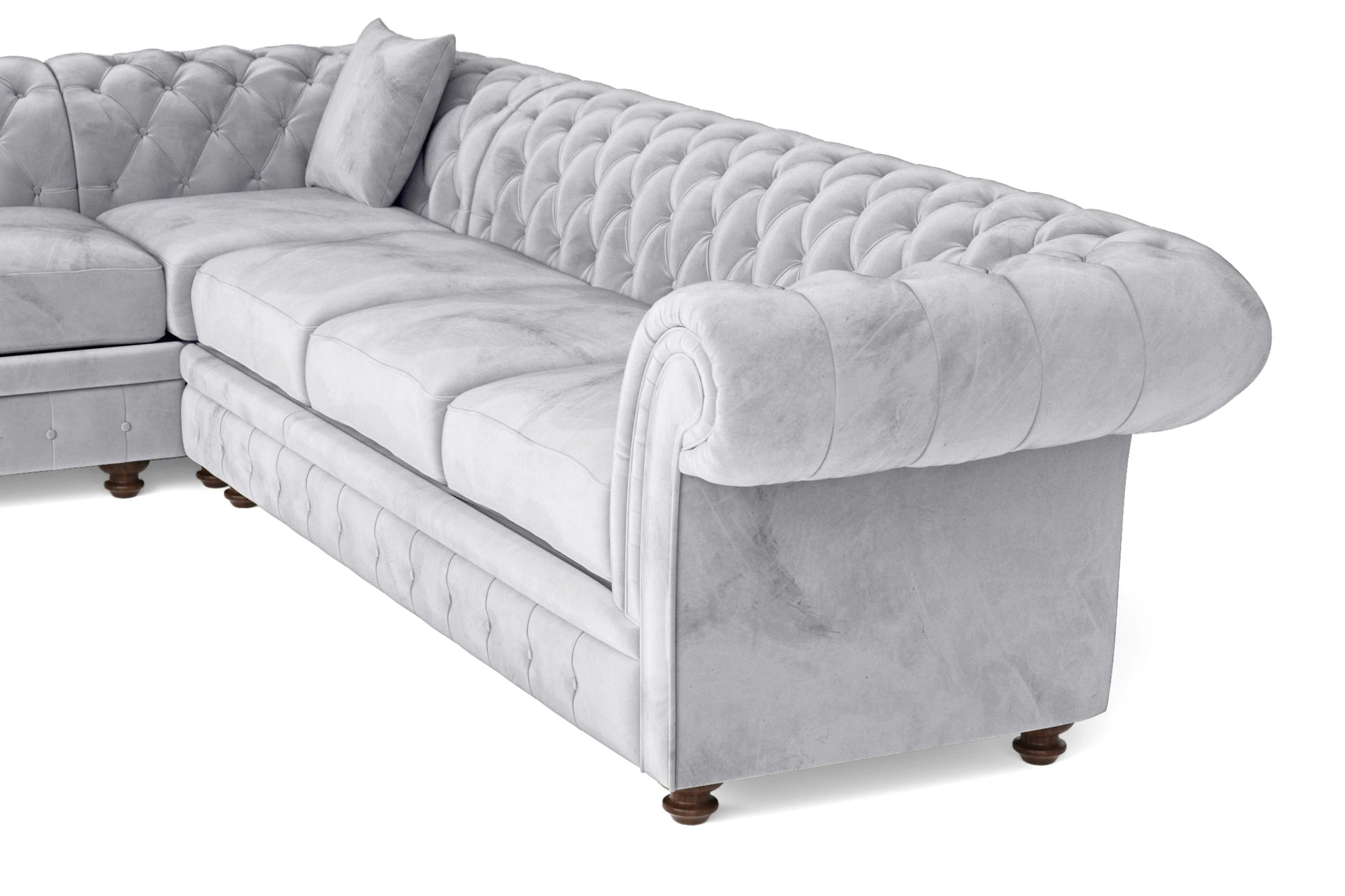 Pesaro 6 Seater Corner Sofa Silver Velvet