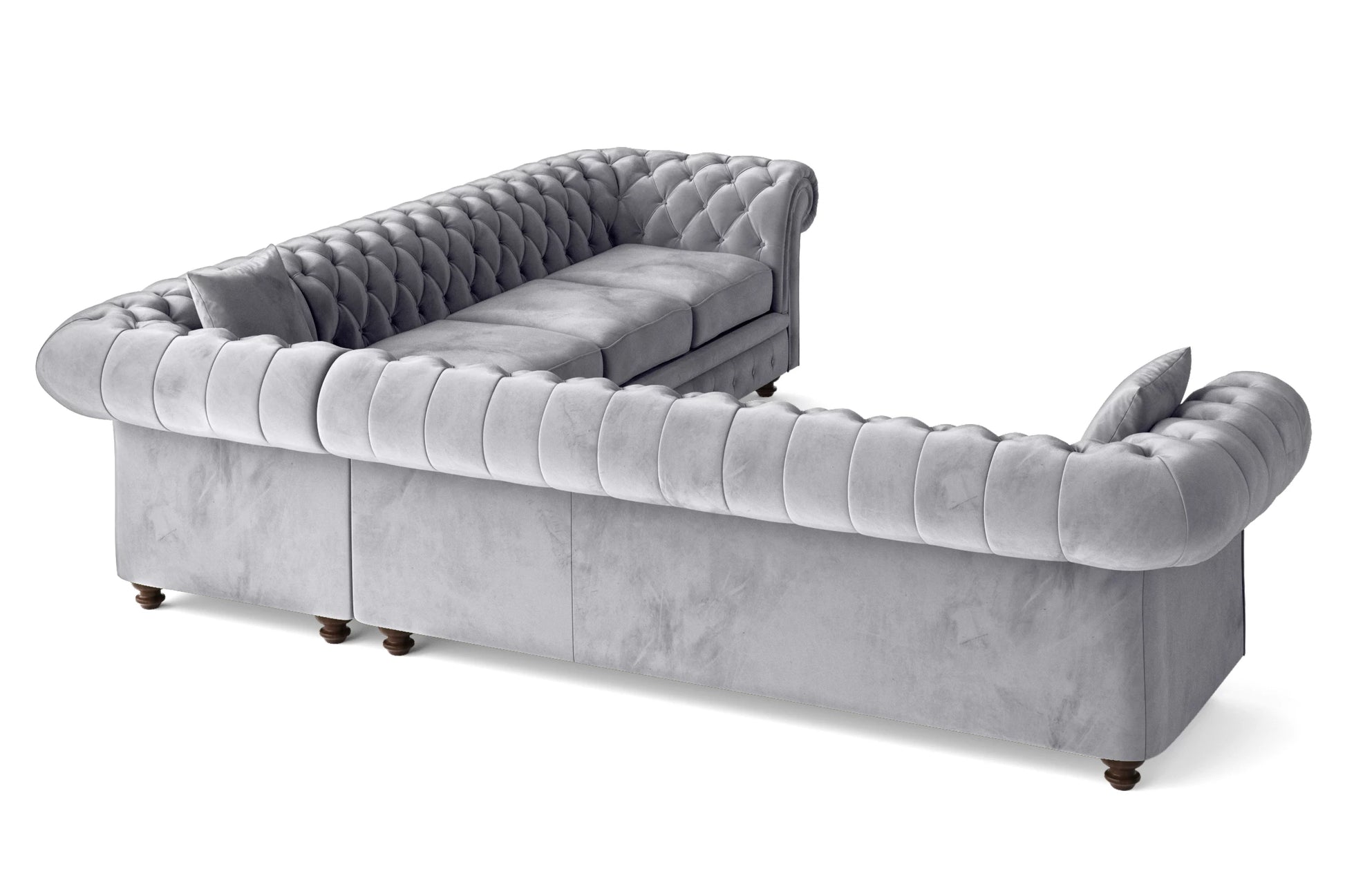 Pesaro 6 Seater Corner Sofa Silver Velvet